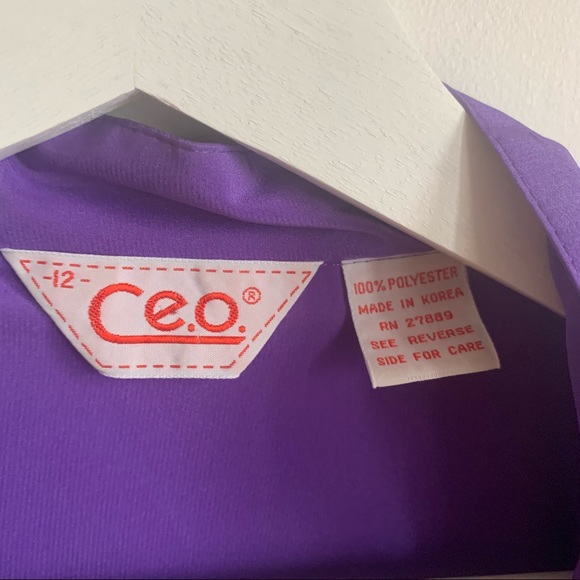 VINTAGE Purple Blouse Shirt Polyester Size M - Picture 8 of 12